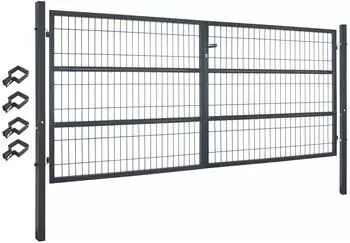 V2Aox Gartentor doppelfl&uuml;gelig, Metall, grau, 300x140cm