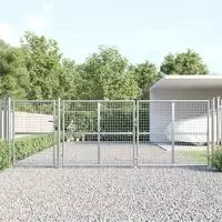 vidaXL Maschen-Gartentor Silber 400x125 cm Verzinkter Stahl