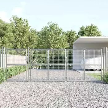 vidaXL Maschen-Gartentor silber 400x125cm verzinkter Stahl (154555)