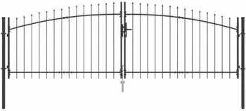 vidaXL Doppeltor Woerden mit Schloss, grau, Stahl, 400x174,5cm (42008856)