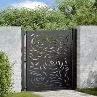 vidaXL Gartentor Schwarz 100x100 cm Stahl Flammendesign