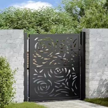 vidaXL Gartentor schwarz 100x100cm Stahl Flammendesign (4100989)