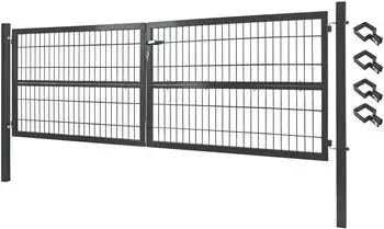 V2Aox Gartentor doppelfl&uuml;gelig, Metall, grau, 300x120cm