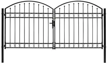 vidaXL ASSEN Doppeltor mit Bogenabschluss, Stahl, schwarz, 300x125cm (143089)