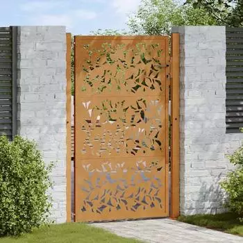 vidaXL Gartentor Blattdesign wetterfester Stahl 105x155cm (4100966)