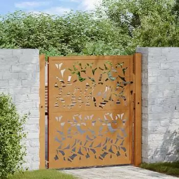 vidaXL Gartentor Blattdesign wetterfester Stahl 105x105cm (4100964)