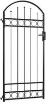 Zauntor Mit Gew&ouml;lbter Spitze Stahl 89x200 Cm Schwarz - Vidaxl