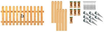 T&J Staketenzaun Houston 5 Zaunelemente 7 Elemente 80 cm x 13,32 m grün-braun (14522653)