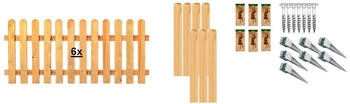 T&J Staketenzaun Houston 4 Zaunelemente 6 Elemente 80 cm x 11,43 m grün-braun (55632810)
