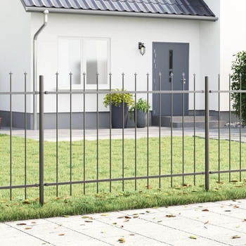 vidaXL Gartenzaun mit Speerspitzen 11,9x1 m Stahl (3334130) grau