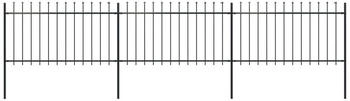vidaXL Gartenzaun mit Speerspitzen Stahl 5,1 x 1 m (277613) schwarz