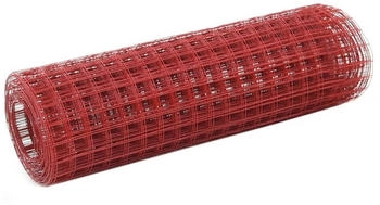 vidaXL Drahtzaun Stahl mit PVC-Beschichtung 10x0,5 m 19 x 19 (143669) rot