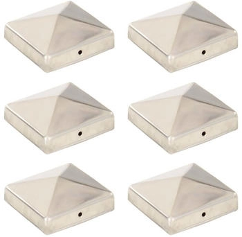 vidaXL Pfostenkappen 6 Stk. Pyramide Edelstahl 81 x 81 mm (145486)