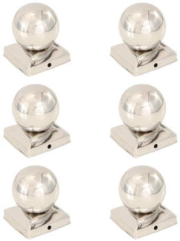 vidaXL Pfostenkappen 6 Stk. Kugelform Edelstahl 81 x 81 mm (145495)