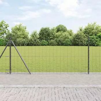 vidaXL Euro Zaun mit 7 Flanschpfosten 0,8x10 m verzinkter Stahl (3350925)