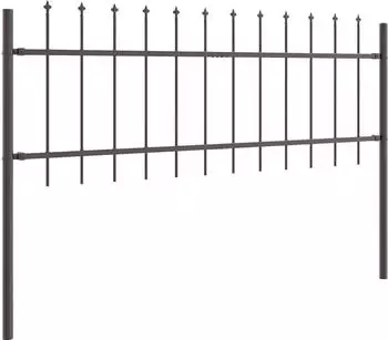 vidaXL Gartenzaun mit Speerspitzen 1,7x0,6 m Stahl (42003868) grau