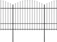 vidaXL Gartenzaun mit Speerspitze Stahl 537 x 175 cm Schwarz