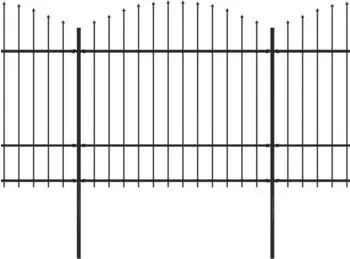 vidaXL Gartenzaun mit Speerspitzen Stahl (1,5 - 1,75) x 5,1 m (277741) schwarz