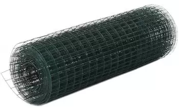 vidaXL Drahtzaun Stahl mit PVC-Beschichtung 25x0,5 m 12 x 12 (143630) gr&uuml;n