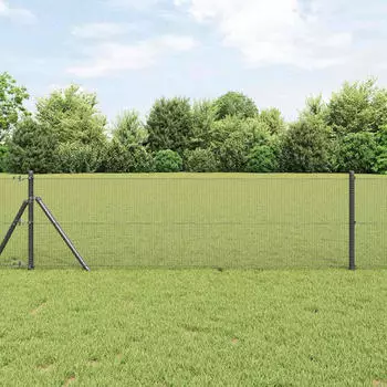 vidaXL Geschwei&szlig;ter Drahtzaun Grau 0.8x25 m Stahl (42005209) schwarz