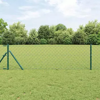 vidaXL Drahtzaun mit 7 Pfosten 0.6x10 m verzinkter Stahl grün (3351075) grün