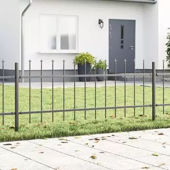 vidaXL Gartenzaun 2 pcs Grau 3,4 x 0,6 m Pulverbeschichteter Stahl (3334028)