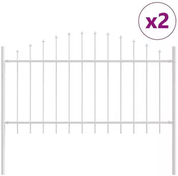 vidaXL Gartenzaun 2 pcs Weiß 170 x 140 cm Pulverbeschichteter Stahl (3360137)