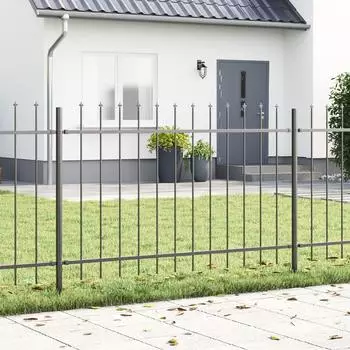 vidaXL Gartenzaun 8 pcs Grau 13,6 x 1,2 m Pulverbeschichteter Stahl (3334151)