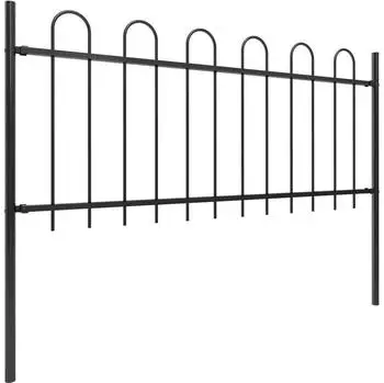 vidaXL Gartenzaun mit Rundbogen Stahl 181 x 100 cm Schwarz (144930)