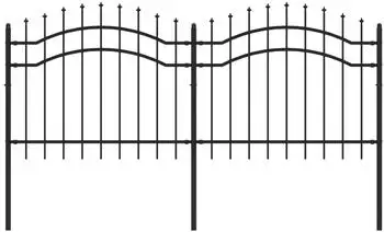 vidaXL Gartenzaun mit Speerspitze Schwarz 239 x 100 cm Pulverbeschichteter Stahl (151080)