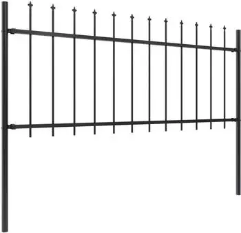 vidaXL Gartenzaun mit Speerspitze Stahl 1781,5 x 80 cm Schwarz (277611)