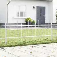vidaXL Gartenzaun 3 pcs Wei&szlig; 5,1 x 0,6 m Pulverbeschichteter Stahl