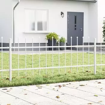 vidaXL Gartenzaun 3 pcs Weiß 5,1 x 0,6 m Pulverbeschichteter Stahl (3334058)