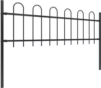 vidaXL Gartenzaun mit Bügel-Design Stahl 1,8 m Schwarz (144928)