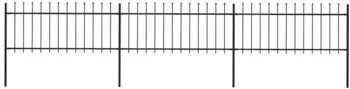 vidaXL Gartenzaun mit Speerspitze Stahl 537 x 80 cm Schwarz (277604)
