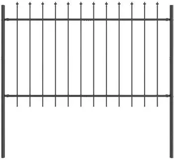 vidaXL Gartenzaun 9 pcs Grau 15,3 x 1 m Pulverbeschichteter Stahl (3334170)