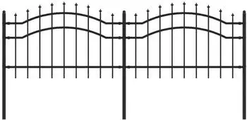 vidaXL Gartenzaun mit Speerspitze Schwarz 239 x 75 cm Pulverbeschichteter Stahl (151079)