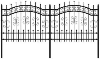 vidaXL Gartenzaun mit Speerspitze Schwarz 240 x 100 cm Pulverbeschichteter Stahl (151085)