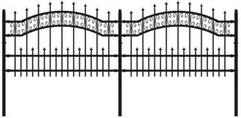 vidaXL Gartenzaun mit Speerspitze Schwarz 240 x 75 cm Pulverbeschichteter Stahl (151084)