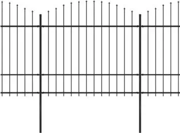 vidaXL Gartenzaun mit Speerspitze Stahl 1781,5 x 175 cm Schwarz (277748)