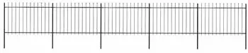 vidaXL Gartenzaun mit Speerspitze Stahl 892,5 x 120 cm Schwarz (277624)