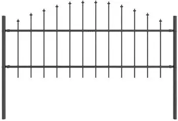 vidaXL Gartenzaun 6 pcs Grau 170 x 140 cm Pulverbeschichteter Stahl (3360118)