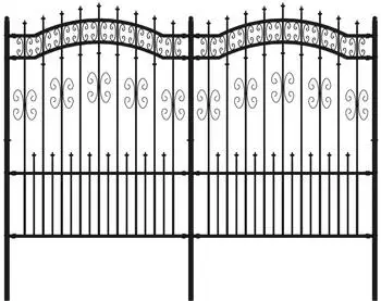 vidaXL Gartenzaun mit Speerspitze Schwarz 240 x 150 cm Pulverbeschichteter Stahl (151087)