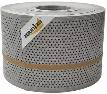 zaun|zu Sichtschutzstreifen Rille Gelocht 20% PP 50 m x 19 cm x 0,1 cm Steingrau