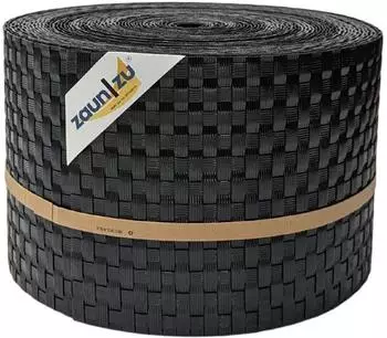 zaun|zu Sichtschutzstreifen Rattan PE 26 m x 19 cm x 0,2 cm Schwarz