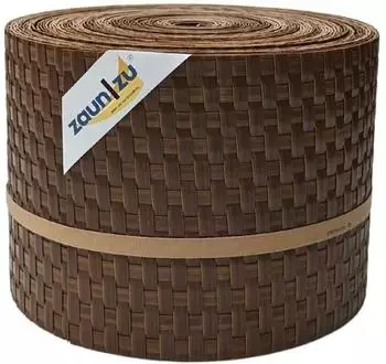 zaun|zu Sichtschutzstreifen Rattan PE 26 m x 19 cm x 0,2 cm Honigbraun