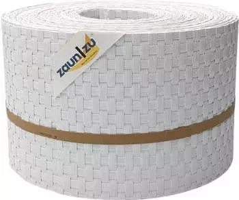 zaun|zu Sichtschutzstreifen Rattan 10 x Einzelstreifen 25,5 m x 19 cm x 0,2 cm Wei&szlig;