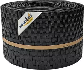 zaun|zu Sichtschutzstreifen Rattan 10 x Einzelstreifen 25,5 m x 19 cm x 0,2 cm Schwarz