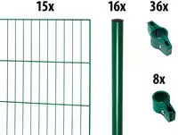 GARDEN N MORE Einstabmattenzaun "mit Rundpfosten" 15 Elemente f&uuml;r 30 m, LxH:...