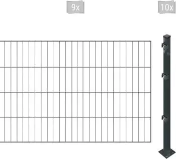 Arvotec ESSENTIAL 80 18 m x 80 cm Set (9 Zaunelemente + 10 Pfosten) anthrazit (16263866)